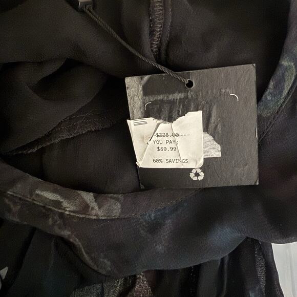 Joes Jeans Black Floral Talia Flowy Blouse, Large, NWT, Ruffles, Flared Hem - Picture 10 of 11